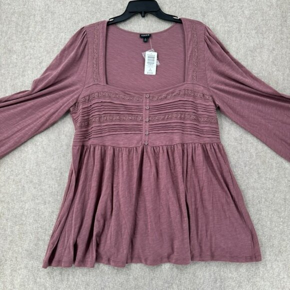 NWT Torrid Babydoll Cotton Modal Slub Square Neck Pintuck Top Rose Taupe 2X - Picture 3 of 10
